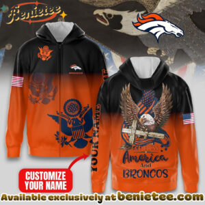 Denver Broncos Premium NFL God Bless America Zip Hoodie, T-shirt, Sweatshirt - Ver 2