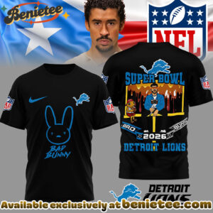 Detroit Lions Premium NFL Bad Bunny Super Bowl 3D Shirt