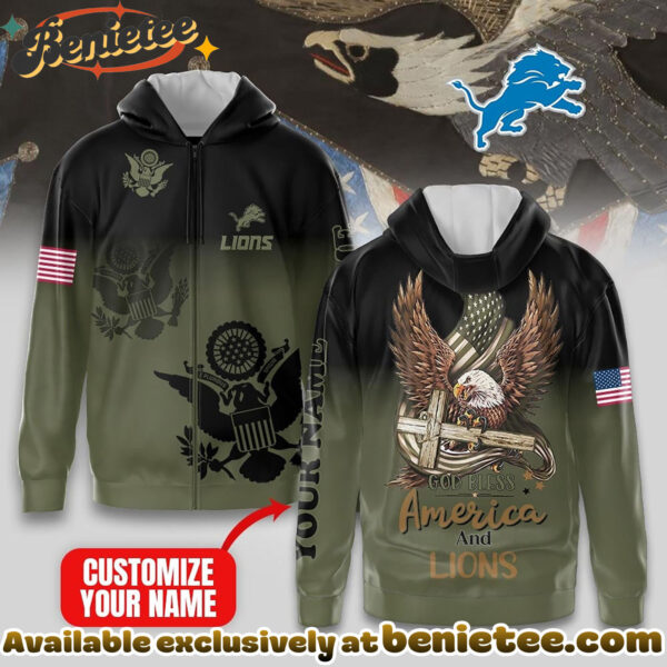 Detroit Lions Premium NFL God Bless America Zip Hoodie, T-shirt, Sweatshirt