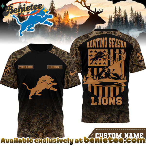 Detroit Lions Premium NFL Hunting Season 3D Shirt