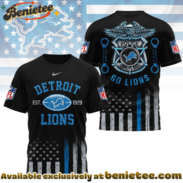 Detroit Lions Premium NFL Law Enforcement Tribute 3D Shirt