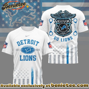 Detroit Lions Premium NFL Law Enforcement Tribute 3D Shirt