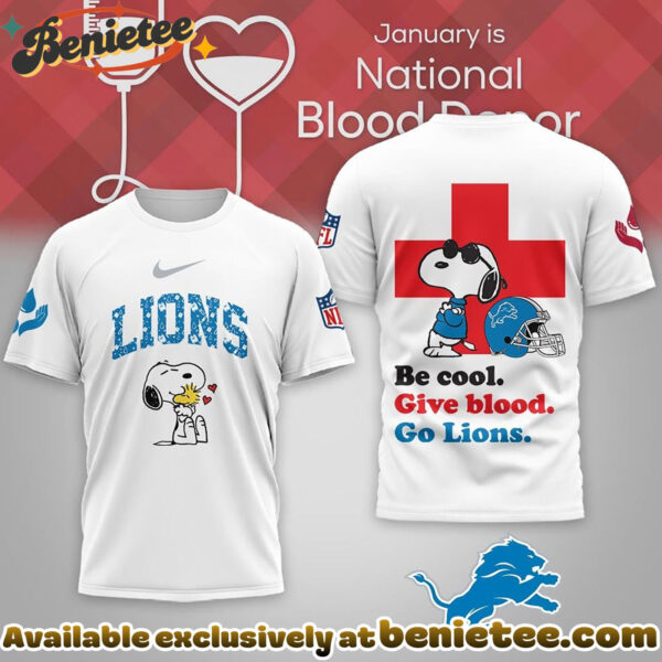 Detroit Lions Premium NFL Snoopy Blood Donor Awareness Month Tshirt, Sweatshirt, Hoodie