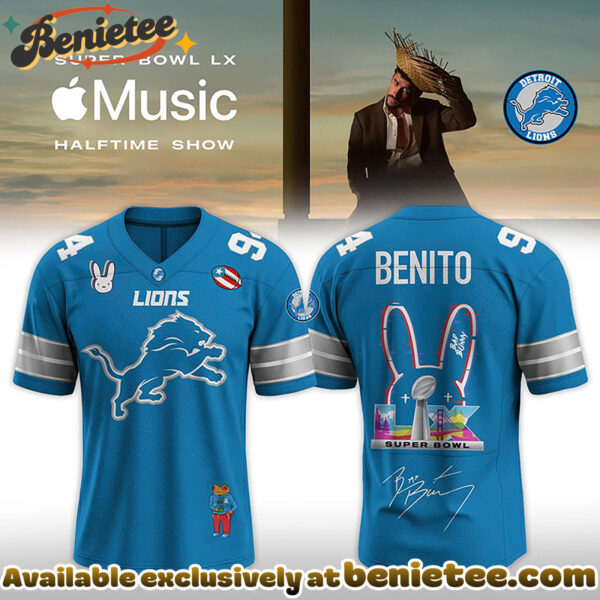 Detroit Lions x Bad Bunny Super B LX 2026 Halftime Show-V-neck Short Sleeve Jersey