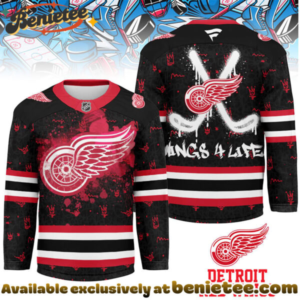Detroit Red Wings Premium NHL Graffiti My Team 4 Life Hockey Jersey