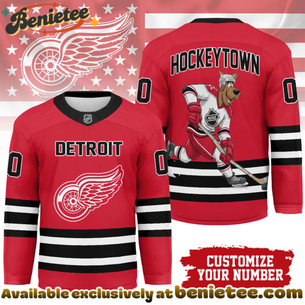 Detroit Red Wings Premium NHL Scooby Doo Personalized Hockey Jersey