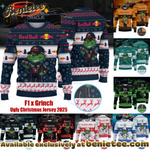 F1 × Grinch Ugly Christmas Sweater - Celebrate the holidays with all teams on the grid