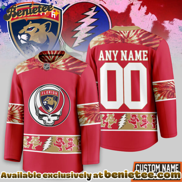 Florida Panthers Premium NHL Tie-Dye Skull Hockey Jersey