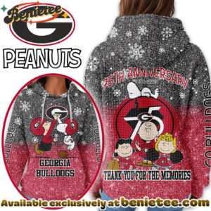 Georgia Bulldogs Premium NCAA Peanuts Anniversary 3D Waffle Hoodie, Sweatshirt, Tshirt HI