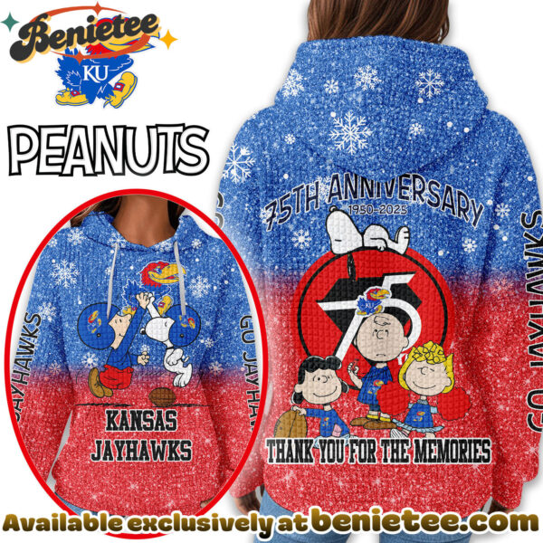 Kansas Jayhawks Premium NCAA Peanuts Anniversary 3D Waffle Hoodie, Sweatshirt, Tshirt HI