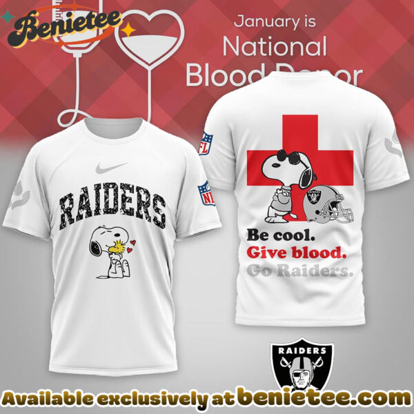 Las Vegas Raiders Premium NFL Snoopy Blood Donor Awareness Month Tshirt, Sweatshirt, Hoodie