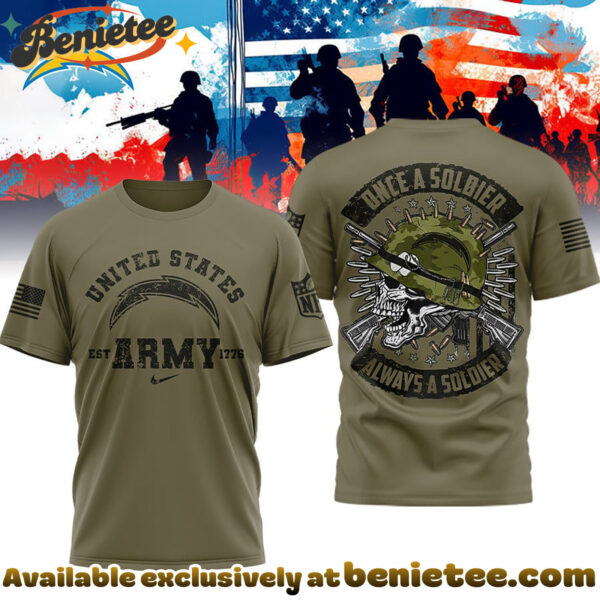 Los Angeles Chargers Premium NFL Once A Soldier Always A Soldier 3D Shirt, Hoodie, Sweatshirt