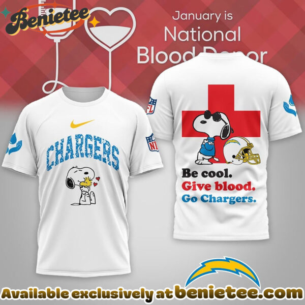 Los Angeles Chargers Premium NFL Snoopy Blood Donor Awareness Month Tshirt, Sweatshirt, Hoodie
