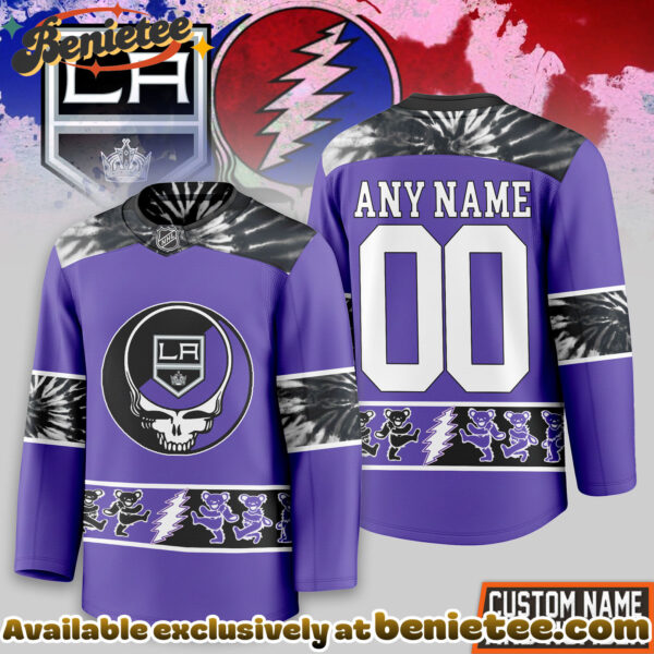 Los Angeles Kings Premium NHL Tie-Dye Skull Hockey Jersey