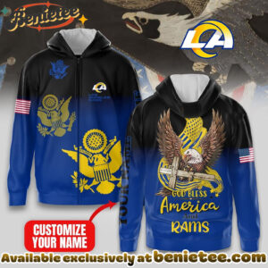 Los Angeles Rams Premium NFL God Bless America Zip Hoodie, T-shirt, Sweatshirt - Ver 2