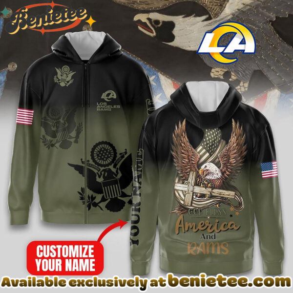 Los Angeles Rams Premium NFL God Bless America Zip Hoodie, T-shirt, Sweatshirt