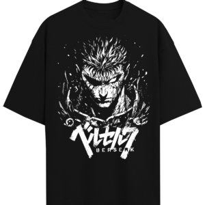 Unisex Oversized Cotton Berserk T-Shirt | Guts Face Print Manga Anime Clothing