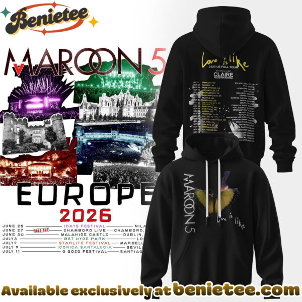 Maroon 5 - Europe Tour 2026 Collection Hoodie, Tshirt, Sweatshirt - Ver 2