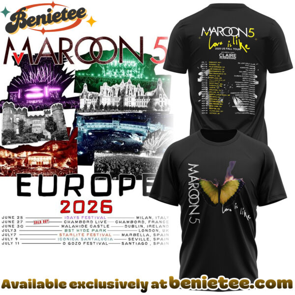 Maroon 5 - Europe Tour 2026 Collection Hoodie, Tshirt, Sweatshirt - Ver 11