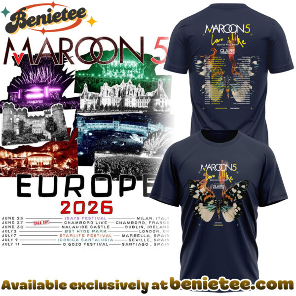 Maroon 5 - Europe Tour 2026 Collection Hoodie, Tshirt, Sweatshirt - Ver 12