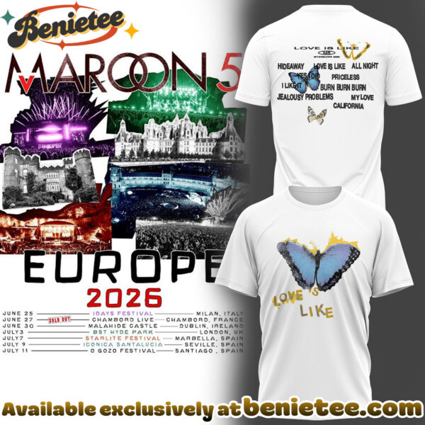Maroon 5 - Europe Tour 2026 Collection Hoodie, Tshirt, Sweatshirt - Ver 14