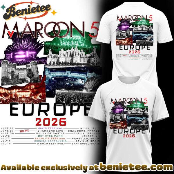 Maroon 5 - Europe Tour 2026 Collection Hoodie, Tshirt, Sweatshirt - Ver 9