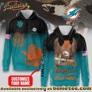 Miami Dolphins Premium NFL God Bless America Zip Hoodie, T-shirt, Sweatshirt - Ver 2