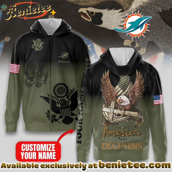 Miami Dolphins Premium NFL God Bless America Zip Hoodie, T-shirt, Sweatshirt