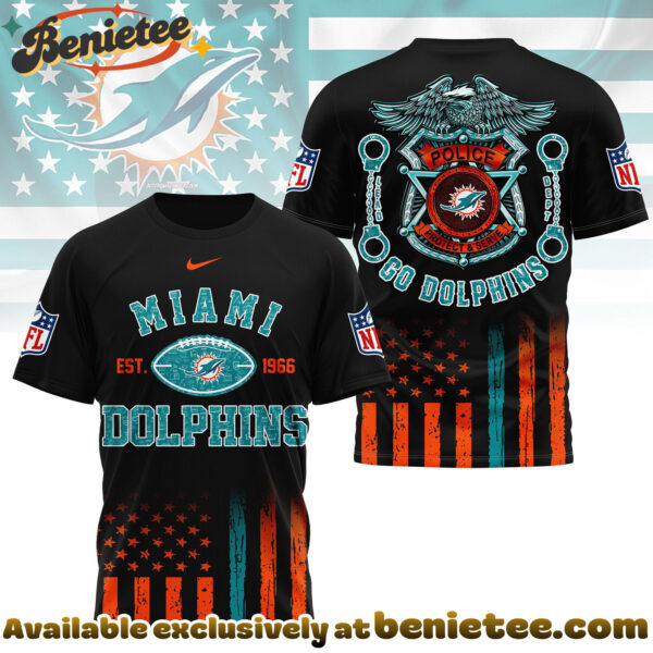 Miami Dolphins Premium NFL Law Enforcement Tribute 3D Shirt