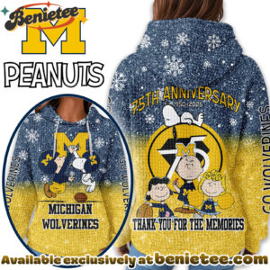 Michigan Wolverines Premium NCAA Peanuts Anniversary 3D Waffle Hoodie, Sweatshirt, Tshirt HI