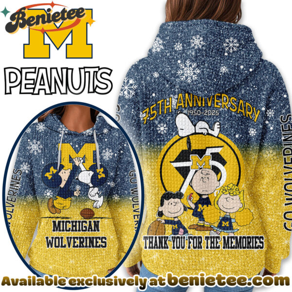 Michigan Wolverines Premium NCAA Peanuts Anniversary 3D Waffle Hoodie, Sweatshirt, Tshirt HI