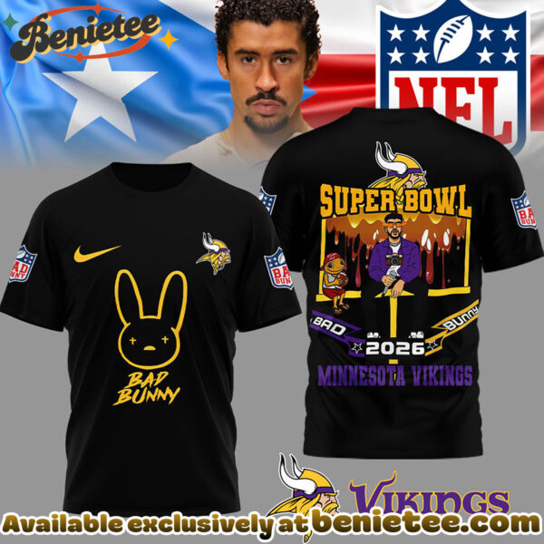 Minnesota Vikings Premium NFL Bad Bunny Super Bowl 3D Shirt
