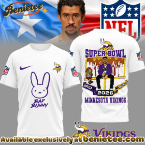 Minnesota Vikings Premium NFL Bad Bunny Super Bowl 3D Shirt