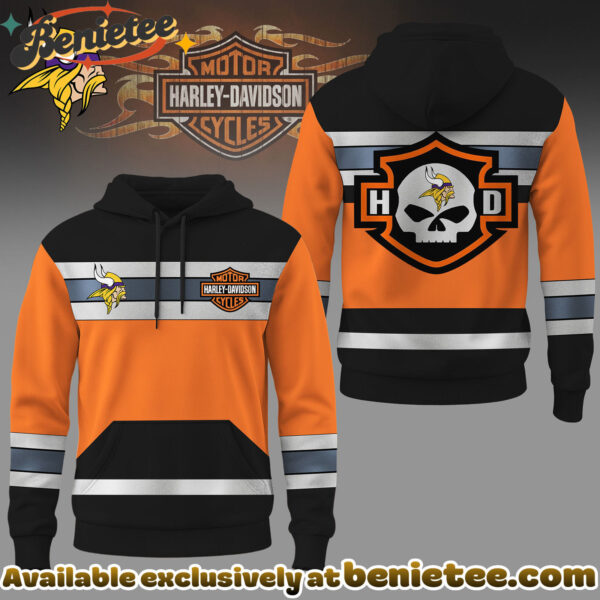 Minnesota Vikings Premium NFL Harley-Davidson High Visibility 3D Hoodie, Sweatshirt, Tshirt