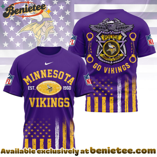 Minnesota Vikings Premium NFL Law Enforcement Tribute 3D Shirt