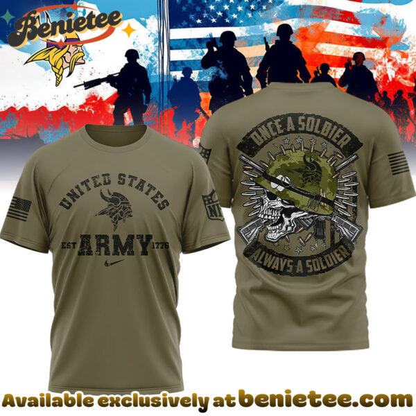 Minnesota Vikings Premium NFL Once A Soldier Always A Soldier 3D Shirt, Hoodie, Sweatshirt