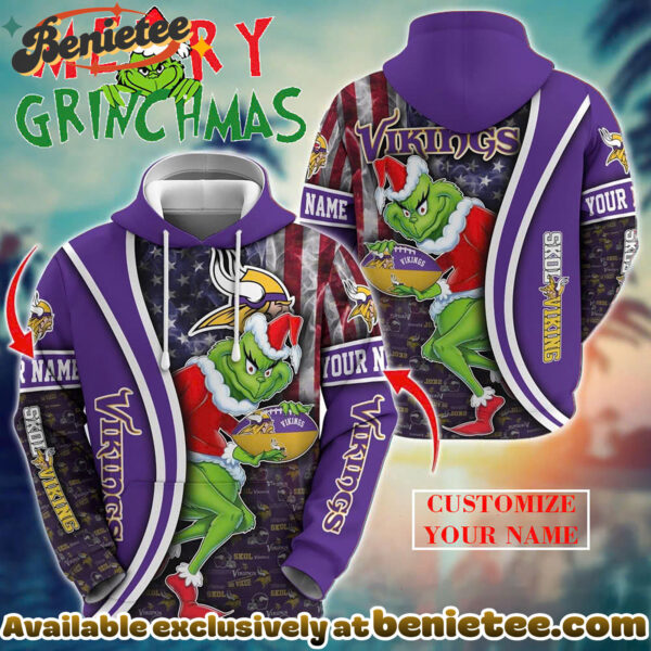 Minnesota Vikings x The Grinch Christmas Football Hoodie Limited Edition-3D Unisex Hoodie
