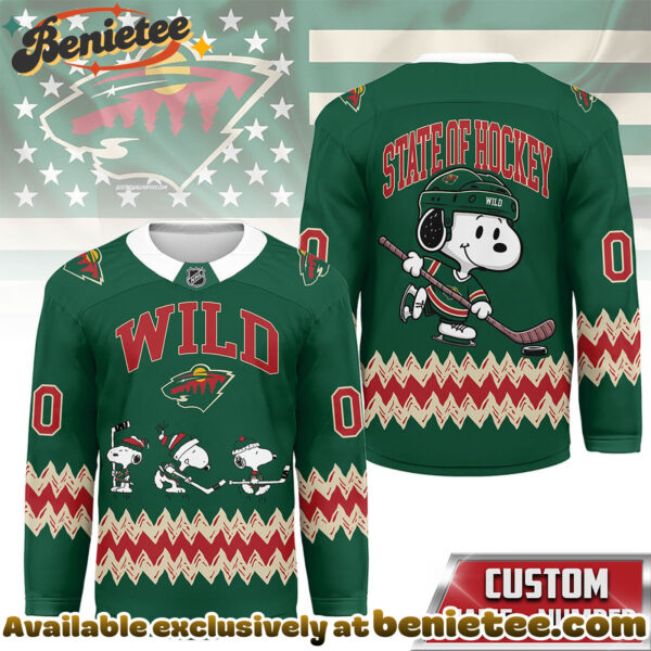 Minnesota Wild Premium NHL Snoopy Personalized Hockey Jersey