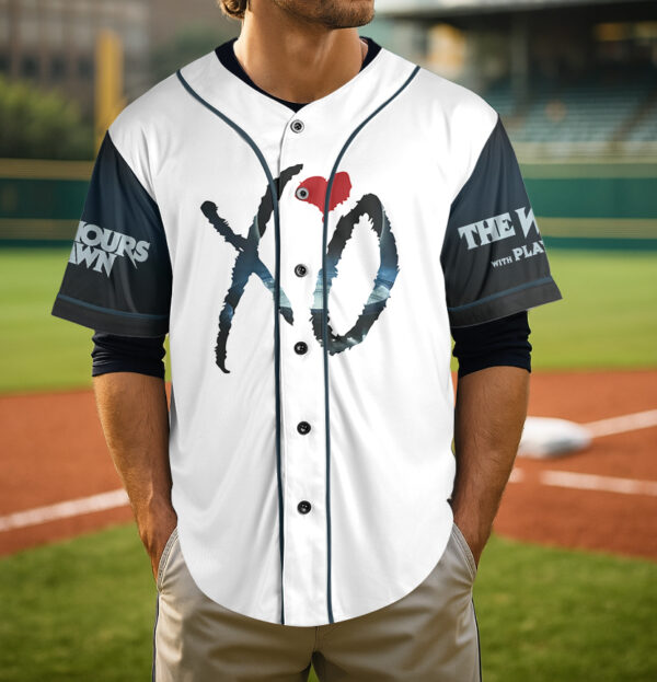Men's The Weeknd Music Tour 2026 Baseball Jersey, Polyester Button Down, White, US Size S-5Xl