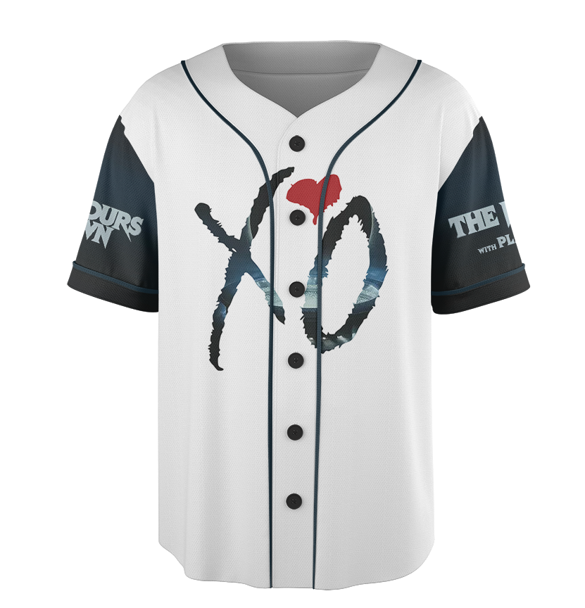 Men's The Weeknd Music Tour 2026 Baseball Jersey, Polyester Button Down, White, US Size S-5Xl