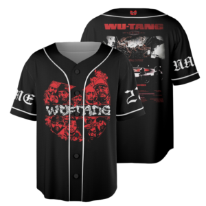 Men’s Wu-Tang Music Tour 2026 Baseball Jersey, Polyester Button Down, Black, US Size S-5Xl