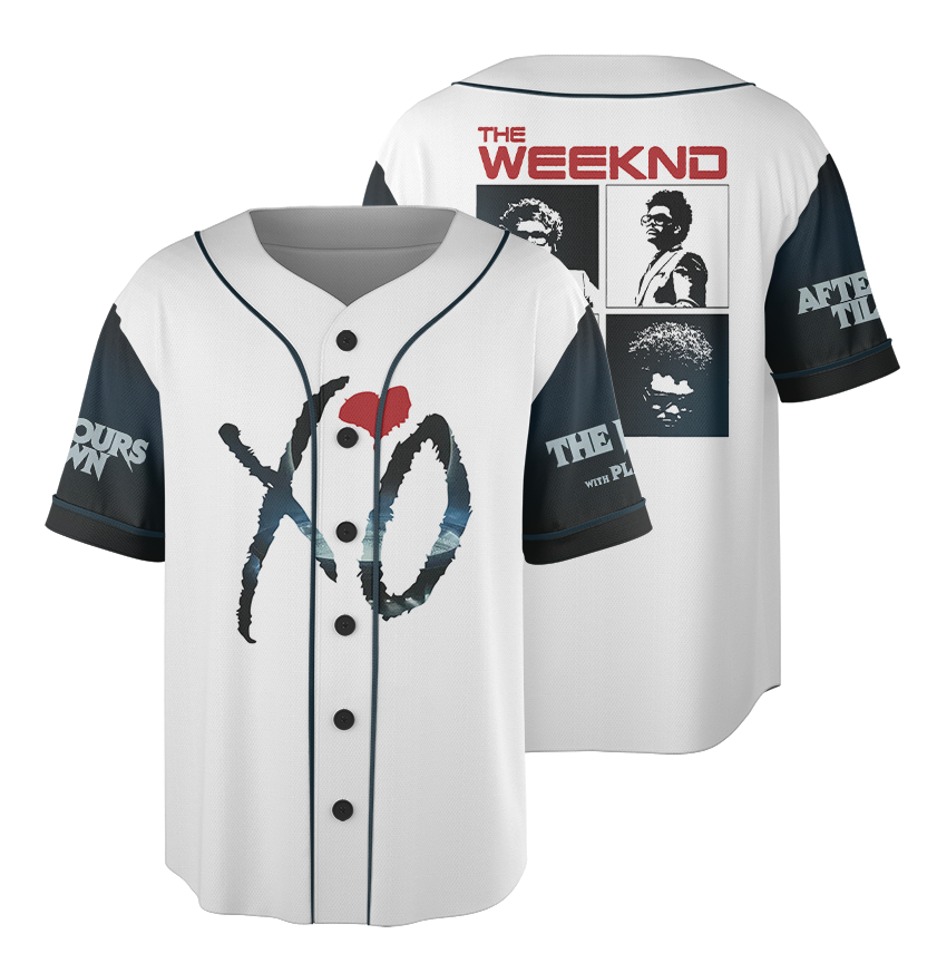 Men's The Weeknd Music Tour 2026 Baseball Jersey, Polyester Button Down, White, US Size S-5Xl