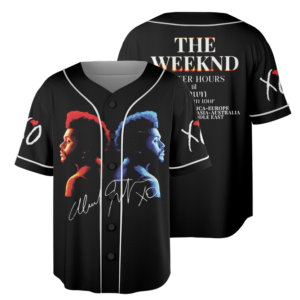 Men's The Weeknd Music Tour 2026 Baseball Jersey, Polyester Button Down, Black, US Size S-5Xl