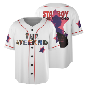 Men's The Weeknd Starboy Music Tour 2026 Baseball Jersey, Polyester Button Down, White, US Size S-5Xl