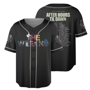 Men's The Weeknd After Hours Til Dawn Music Tour 2026 Baseball Jersey, Polyester Button Down, Black, US Size S-5XL