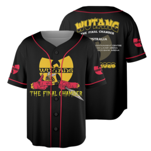 Men’s Wu-Tang The Final Chamber Music Tour 2026 Baseball Jersey, Polyester Button Down, Black, US Size S-5Xl