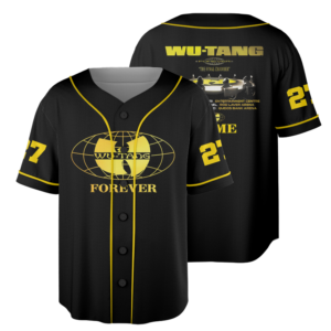 Men’s Wu-Tang Forever Music Tour 2026 Baseball Jersey, Polyester Button Down, Black, US Size S-5XL