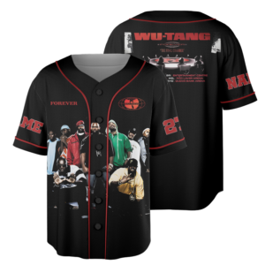 Men’s Wu-Tang The Final Chamber Music Tour 2026 Baseball Jersey, Polyester Button Down, Black, US Size S-5XL