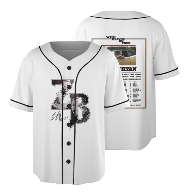 Zach Bryan With Heaven On Tour 2026 Baseball Jersey, Zach Bryan Country Music Baseball Jersey