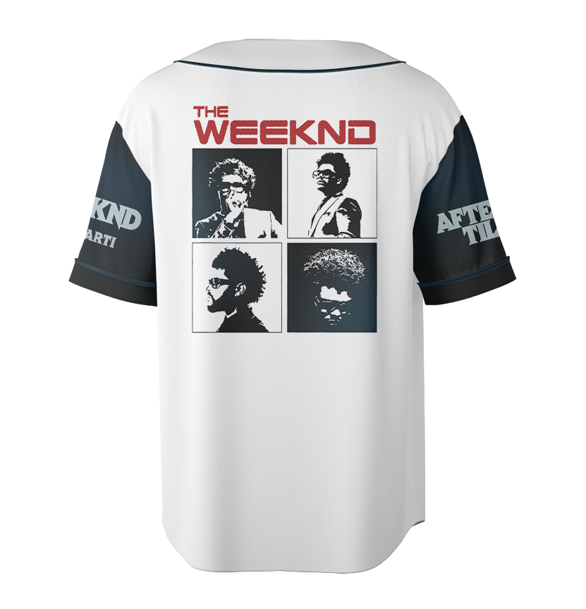 Men's The Weeknd Music Tour 2026 Baseball Jersey, Polyester Button Down, White, US Size S-5Xl